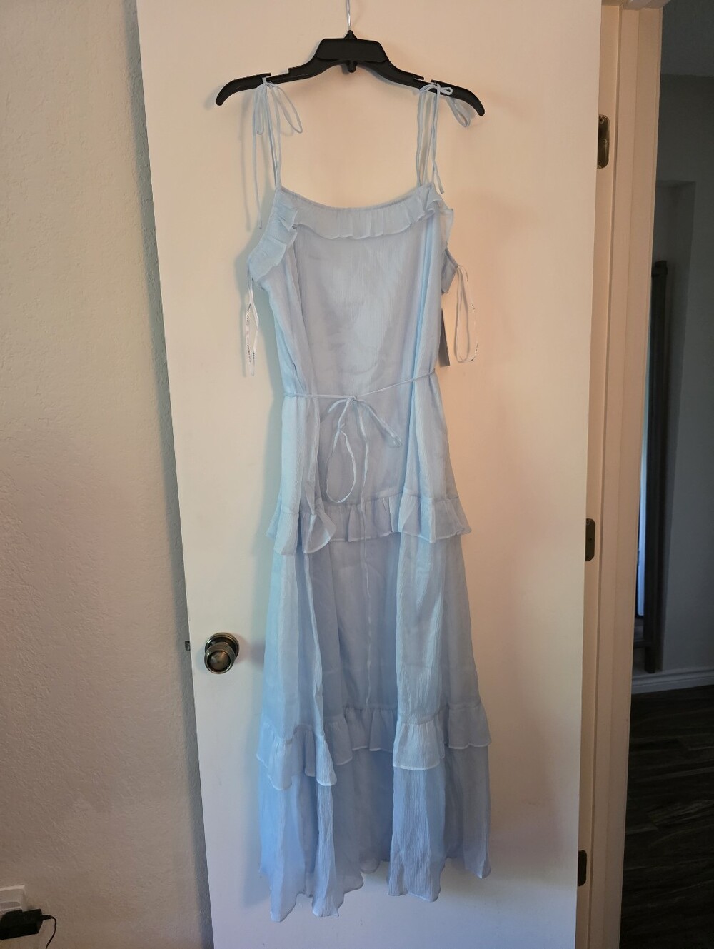 julia jordan Light Blue Tiered Ruffle Midi Dress